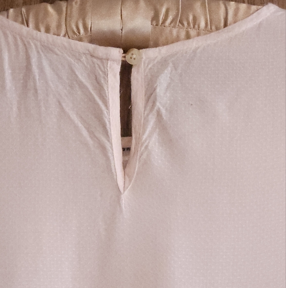 TRISTAN Soft Pink Cotton Top with Navy Stitching Small Boho Embroidery Peplum - Picture 6 of 8